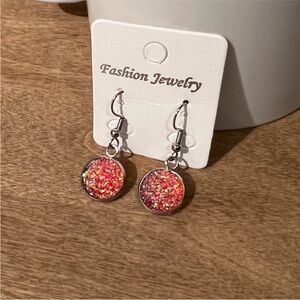 NWT Faux Druzy Orange/Peach Dangle Earrings